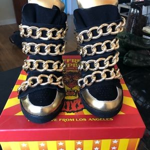 Jeffrey Campbell Suede Black Wedge Sneaker 8 NWT